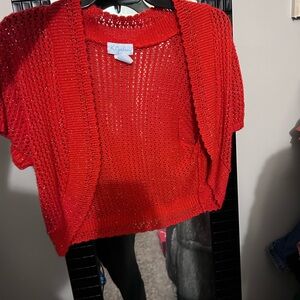 K. Jordan Scarlet Women's Open Knit Shrug